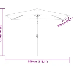 vidaXL Jardín-Sombrilla de jardín con palo de metal taupe 300x200 cm