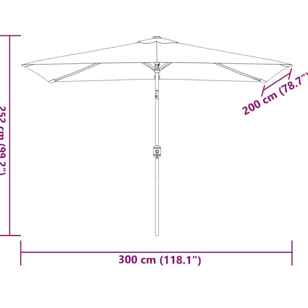 vidaXL Jardín-Sombrilla de jardín con palo de metal taupe 300x200 cm