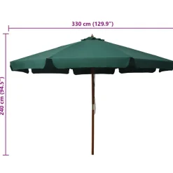vidaXL Jardín-Sombrilla de jardín con palo de madera 330 cm