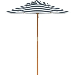 vidaXL Sombrilla de jardín para niños con poste de madera Ø120x140 cm Azul y blanco New