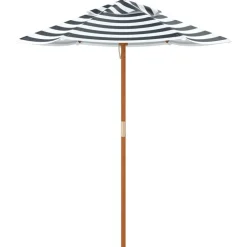 vidaXL Sombrilla de jardín para niños con poste de madera Ø120x140 cm Azul y blanco New