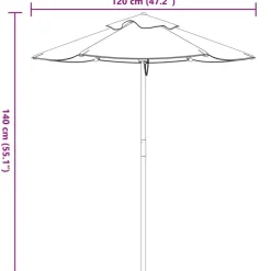 vidaXL Sombrilla de jardín para niños con poste de madera Ø120x140 cm Azul y blanco New
