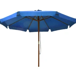 vidaXL Sombrilla de jardín con palo de madera 330 cm Azul celeste