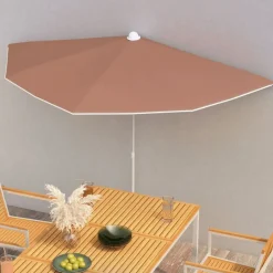 vidaXL Jardín-Sombrilla de jardín semicircular con palo 180x90 cm
