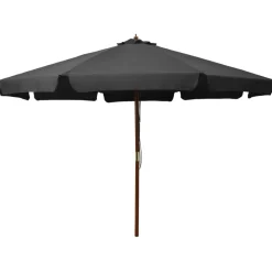 vidaXL Sombrilla de jardín con palo de madera gris 330 cm Antracita Sale