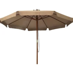 vidaXL Sombrilla de jardín con palo de madera gris topo 330 cm Taupé