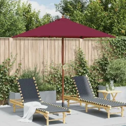 vidaXL Jardín-Sombrilla de jardín con palo de madera burdeos 150x200 cm