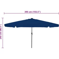 vidaXL Jardín-Sombrilla de jardín Azul azur 395 x 395 x 245 cm Poliéster