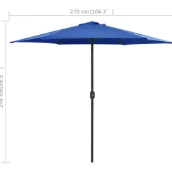 vidaXL Jardín-Sombrilla de jardín con palo de aluminio azul azure 270x246 cm