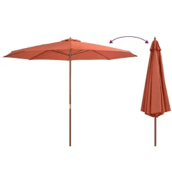 vidaXL Jardín-Sombrilla de jardín con palo de madera 350 cm