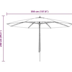 vidaXL Jardín-Sombrilla de jardín con palo de madera 350 cm