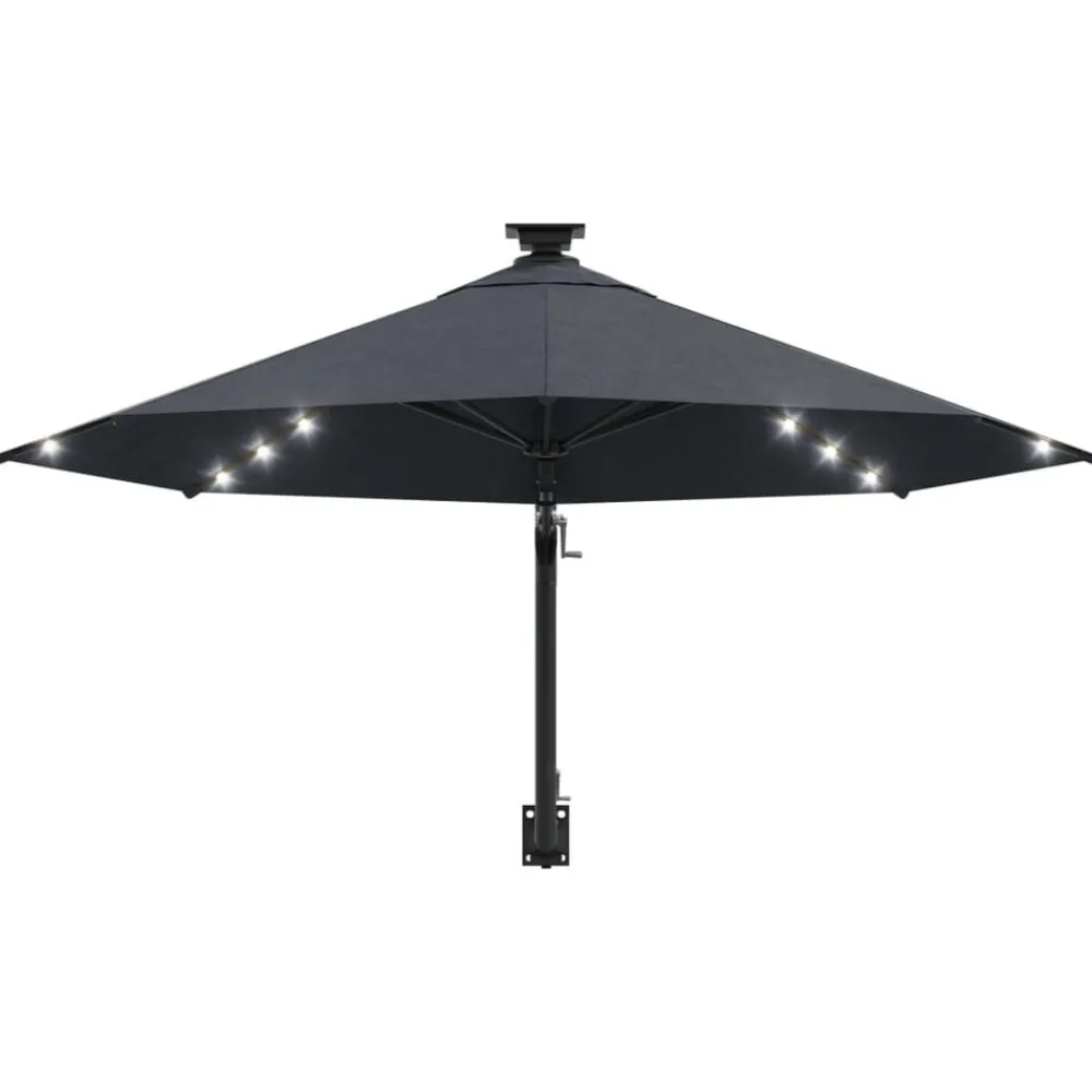 vidaXL Jardín-Sombrilla de jardín de pared con luces LED 300 cm