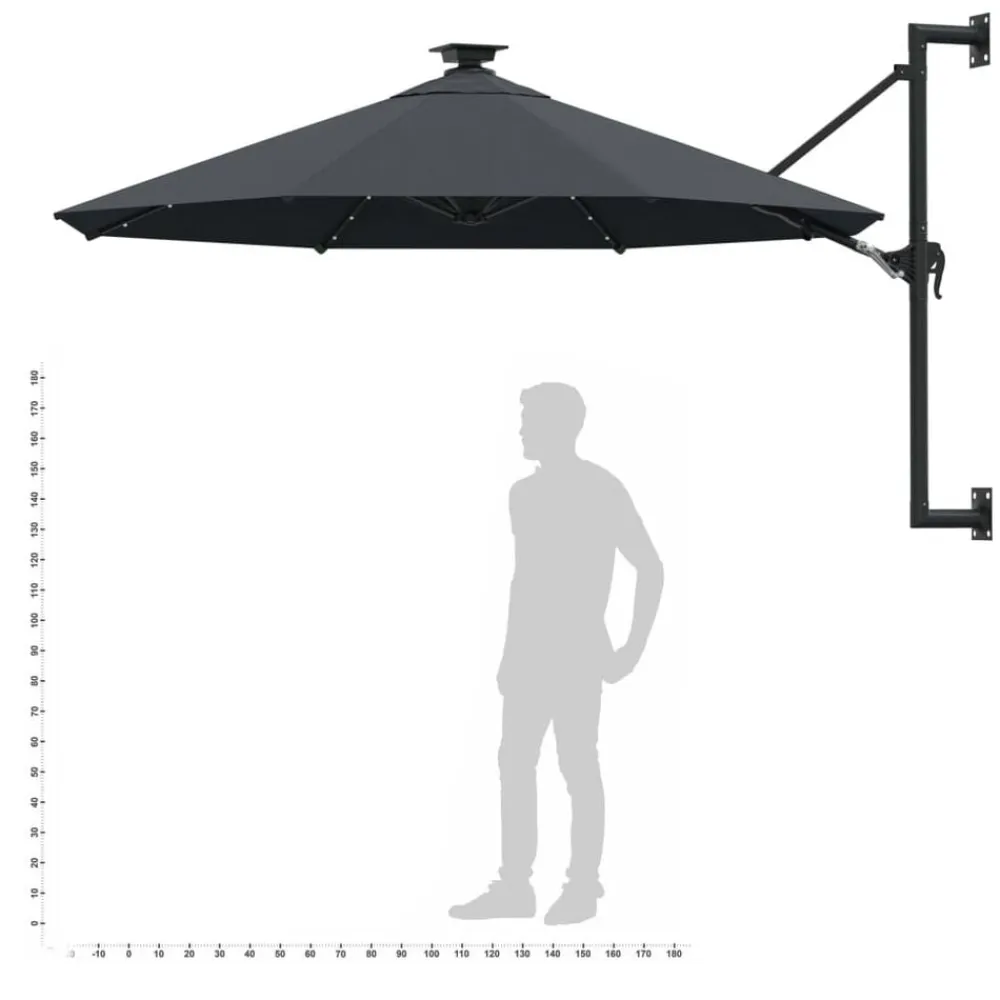 vidaXL Jardín-Sombrilla de jardín de pared con luces LED 300 cm