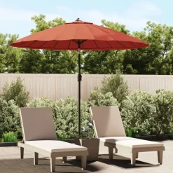 vidaXL Sombrilla de jardín con palo de aluminio 270 cm Terracota Outlet