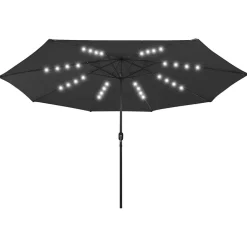 vidaXL Sombrilla de jardín con luces LED 400 cm Negro