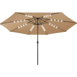 vidaXL Jardín-Sombrilla de jardín con luces LED gris taupe 400 cm