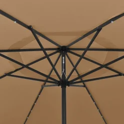 vidaXL Jardín-Sombrilla de jardín con luces LED gris taupe 400 cm