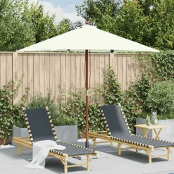 vidaXL Sombrilla de jardín con palo de madera 150x200 cm Arena Best