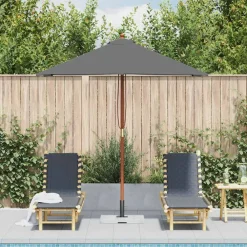 vidaXL Jardín-Sombrilla de jardín con palo de madera 150x200 cm
