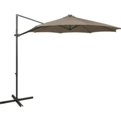 vidaXL Jardín-Sombrilla de jardín voladiza con palo y luces LED taupe 300 cm