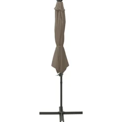 vidaXL Jardín-Sombrilla de jardín voladiza con palo y luces LED taupe 300 cm