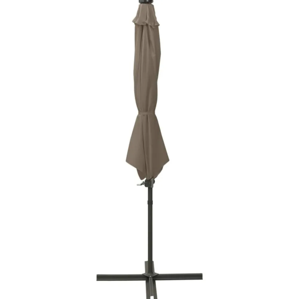 vidaXL Jardín-Sombrilla de jardín voladiza con palo y luces LED taupe 300 cm