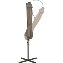 vidaXL Jardín-Sombrilla de jardín voladiza con palo y luces LED taupe 300 cm
