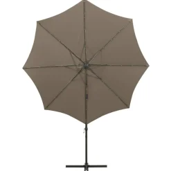 vidaXL Jardín-Sombrilla de jardín voladiza con palo y luces LED taupe 300 cm