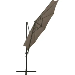 vidaXL Jardín-Sombrilla de jardín voladiza con palo y luces LED taupe 300 cm
