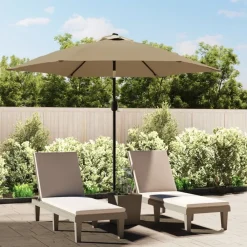 vidaXL Sombrilla de jardín con palo de metal taupe 300 cm Taupé Online