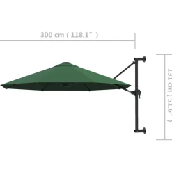 vidaXL Jardín-Sombrilla de pared con barra de metal 300 cm