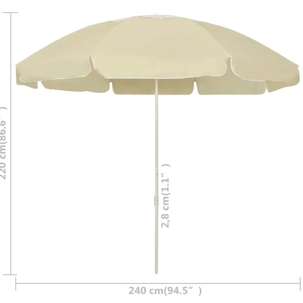 vidaXL Jardín-Sombrilla de playa amarillo 240 cm