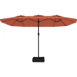 vidaXL Sombrilla doble de jardín con luces LED 449x265 cm Terracota Online