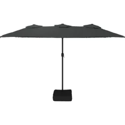 vidaXL Sombrilla doble de jardín con luces LED 449x265 cm Antracita Clearance
