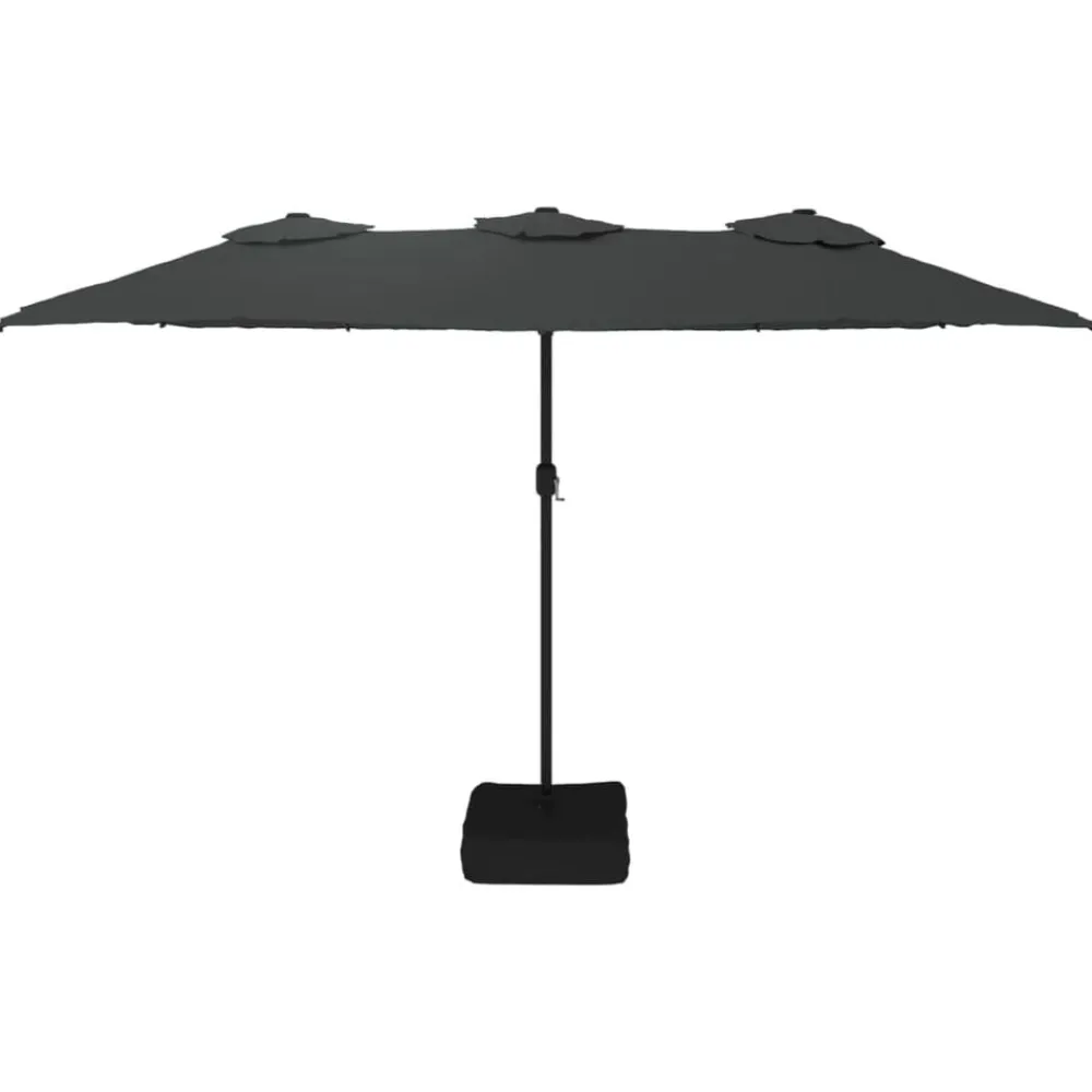 vidaXL Sombrilla doble de jardín con luces LED 449x265 cm Antracita Clearance