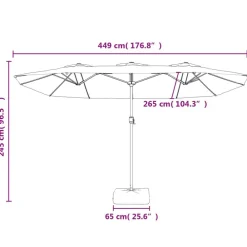 vidaXL Sombrilla doble de jardín con luces LED 449x265 cm Antracita Clearance