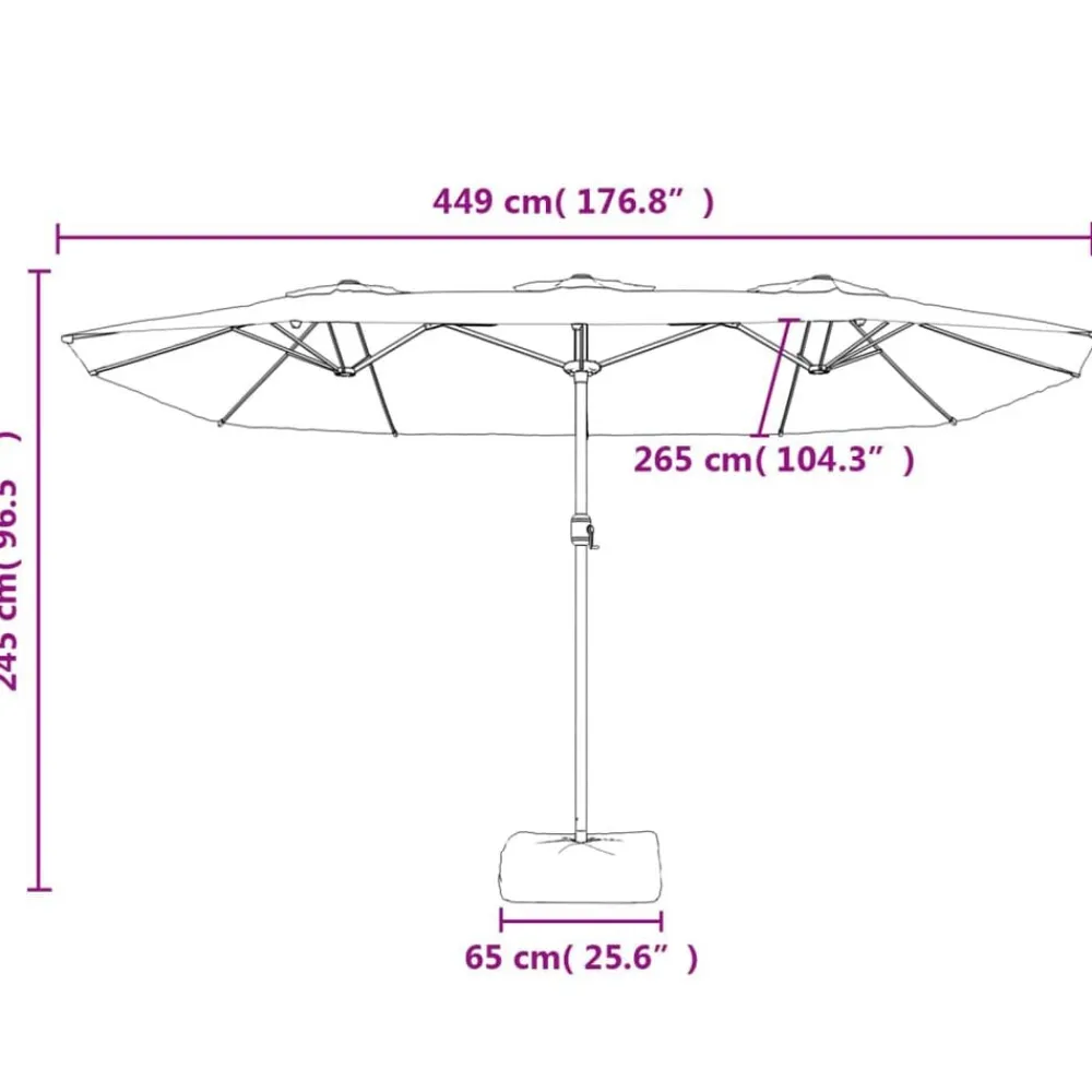 vidaXL Sombrilla doble de jardín con luces LED 449x265 cm Antracita Clearance