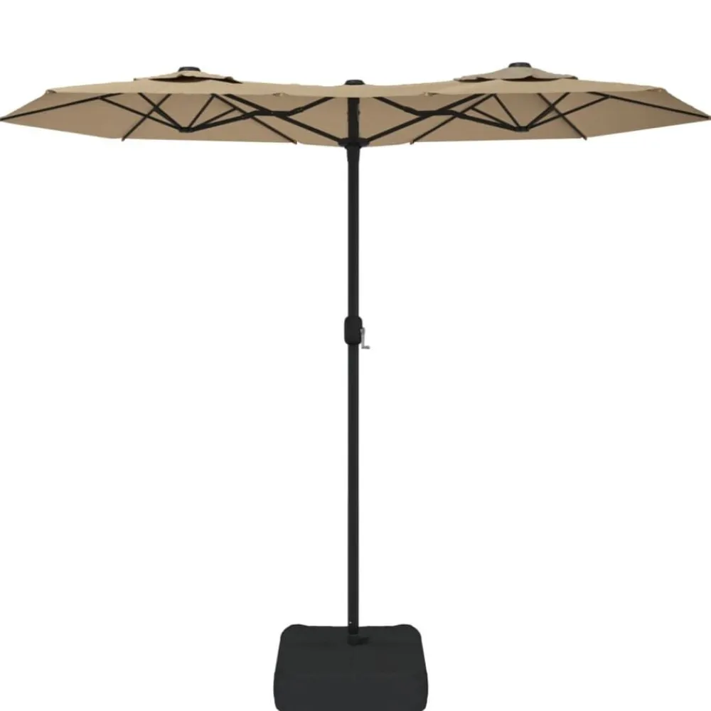 vidaXL Jardín-Sombrilla doble de jardín con luces LED gris taupe 316x145 cm