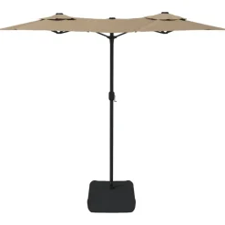 vidaXL Jardín-Sombrilla doble de jardín con luces LED gris taupe 316x145 cm