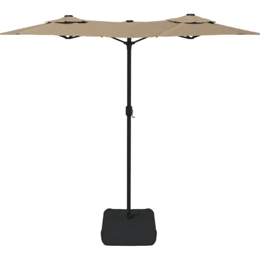 vidaXL Jardín-Sombrilla doble de jardín con luces LED gris taupe 316x145 cm