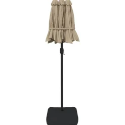vidaXL Jardín-Sombrilla doble de jardín con luces LED gris taupe 316x145 cm