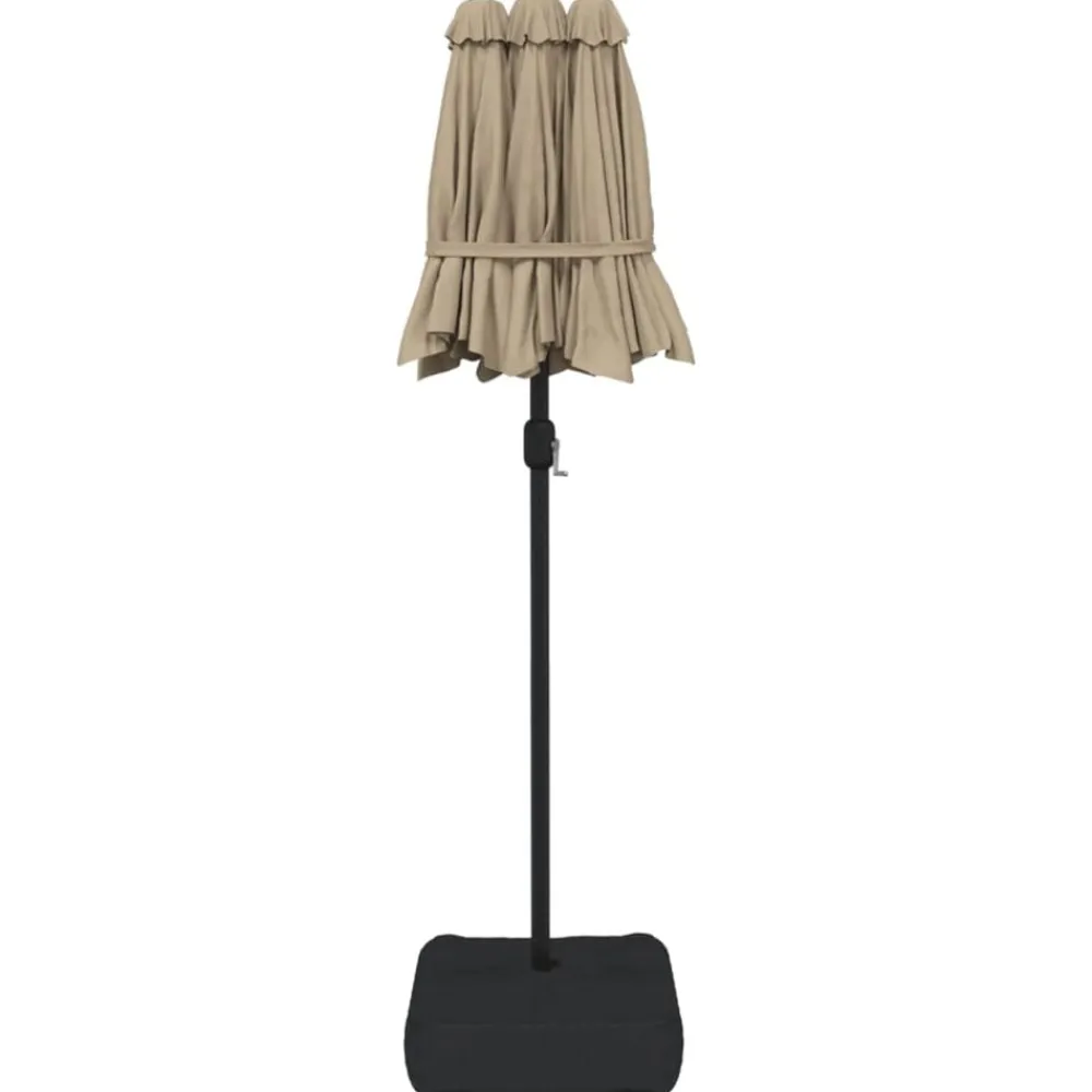 vidaXL Jardín-Sombrilla doble de jardín con luces LED gris taupe 316x145 cm