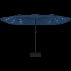 vidaXL Jardín-Sombrilla doble de jardín con luces LED celeste 449x265 cm