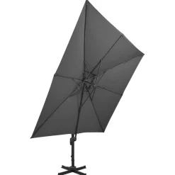 vidaXL Sombrilla jardín voladiza cubierta doble 300x300 cm Antracita Discount