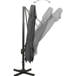 vidaXL Sombrilla jardín voladiza cubierta doble 300x300 cm Antracita Discount
