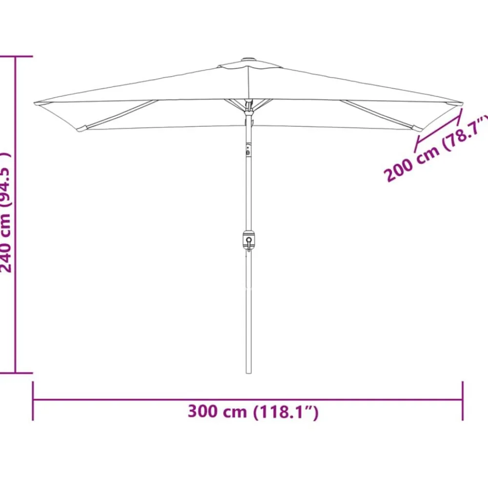 vidaXL Sombrilla rectangular arena 200x300 cm Blanco New