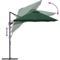 vidaXL Sombrilla 372 x 198 x 243 cm Poliéster y Aluminio Verde Clearance