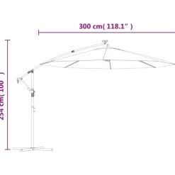 vidaXL Jardín-Sombrilla voladiza con luces LED y poste acero 300 cm