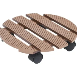 vidaXL Soporte con ruedas para plantas 2 unidades WPC marrón Ø30x7,5cm Marr&oacute;n Clearance