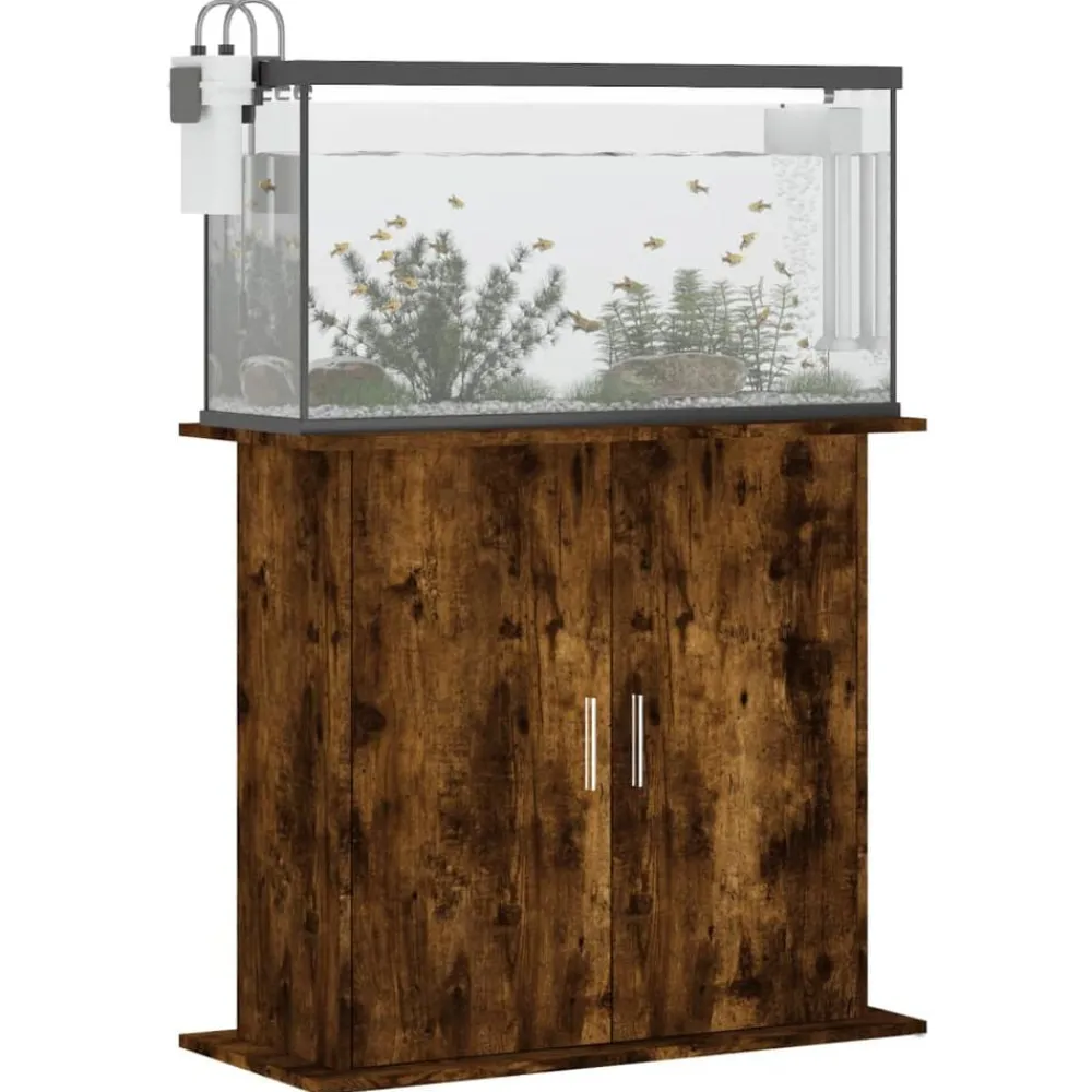 vidaXL Soporte de acuario madera ingeniería 81x36x73 cm Roble ahumado